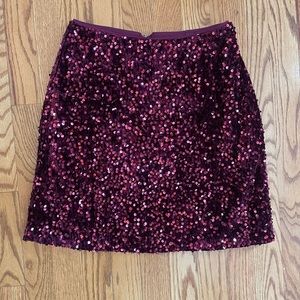 Maroon Sequin Mini Skirt